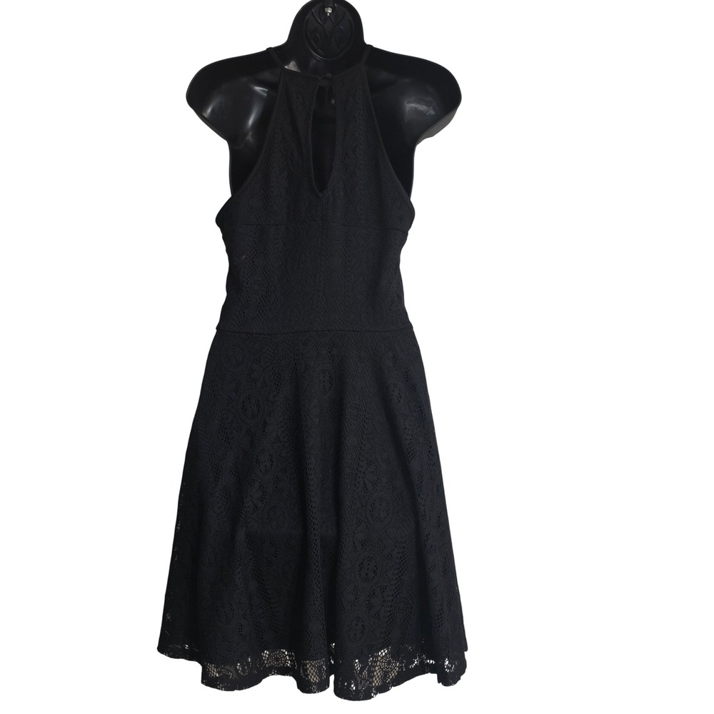 Mossimo Supply Co Womens Black Lace Halter Fit and Flare Keyhole Back Dress Sz M - Picture 2 of 9
